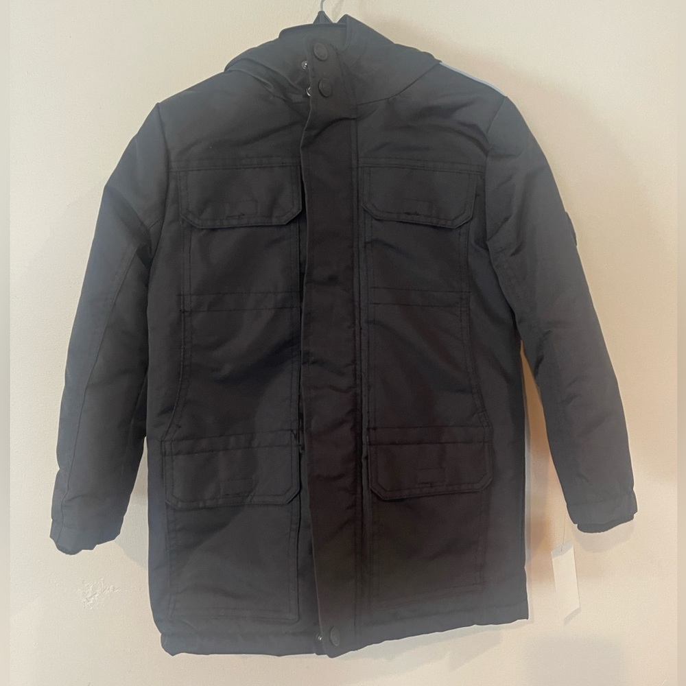 NWT Urban Republic Kids' Ballistic Faux Shearling Lined Hooded Jacket - Black- 7